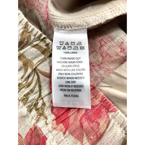 Joie Linen Pants Women's Size L Pink Floral Wide Leg Ankle Pull on Beach - Picture 9 of 11